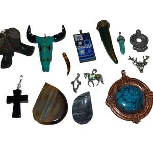 Western Style Pendants & More Deer, Horse, Skull, Cowboy Boots Lot Of 14